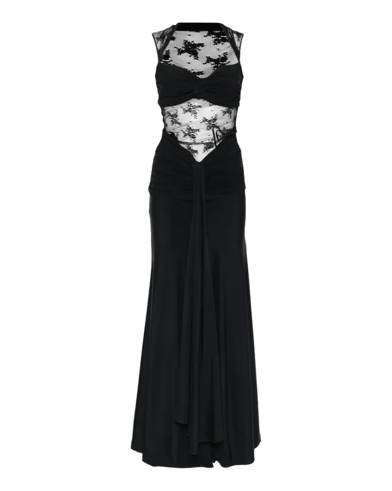 BABYLON sleeveless lace-detail maxi dress - Schwarz Schwarz