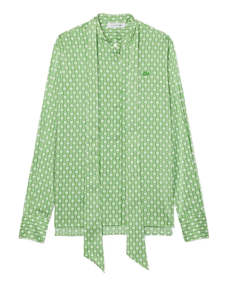 Lacoste patterned tie-neck shirt - Grün Grün