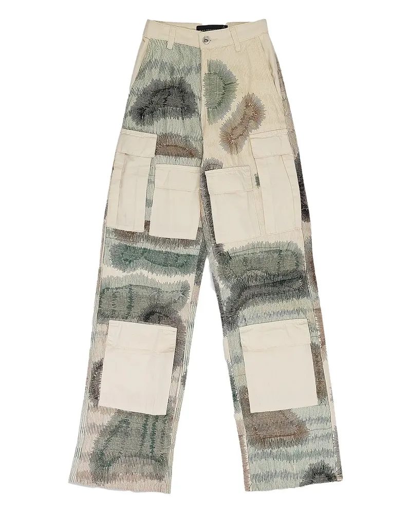 WHO DECIDES WAR embroidery jeans - Nude Nude