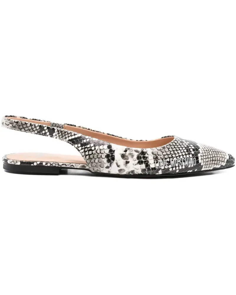 Moschino Slingback-Ballerinas mit Schlangen-Optik - Schwarz Schwarz