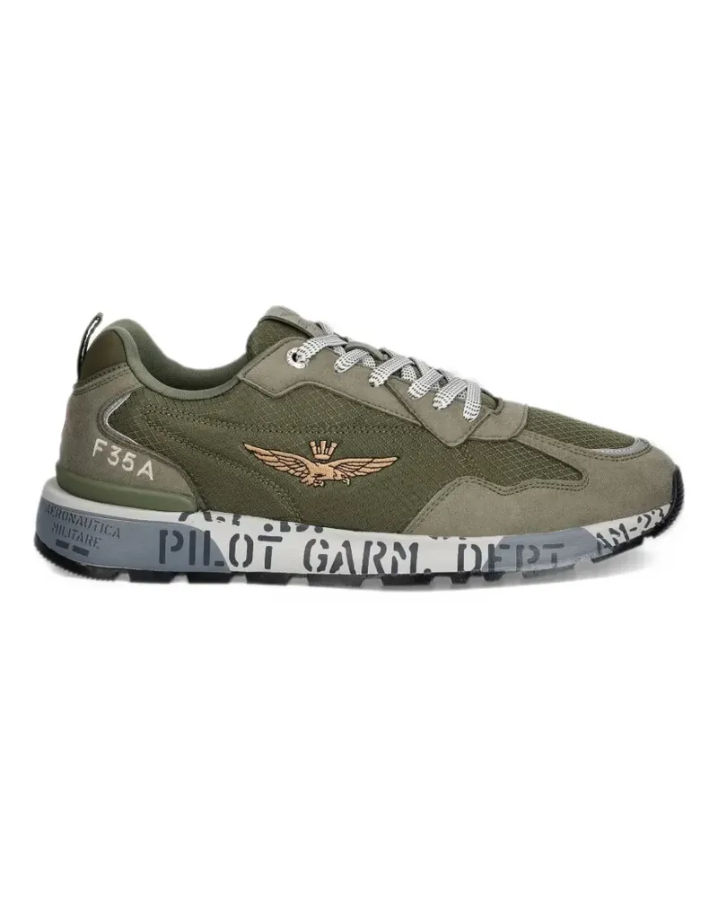 Aeronautica Militare logo-embroidered panelled sneakers - Grün Grün
