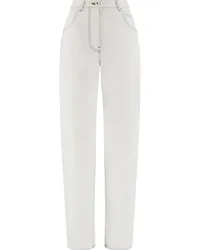 Ferragamo Wide-Leg-Jeans mit Kontrastnähten Weiß