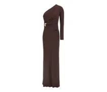 Langes One-Shoulder-Kleid - Braun
