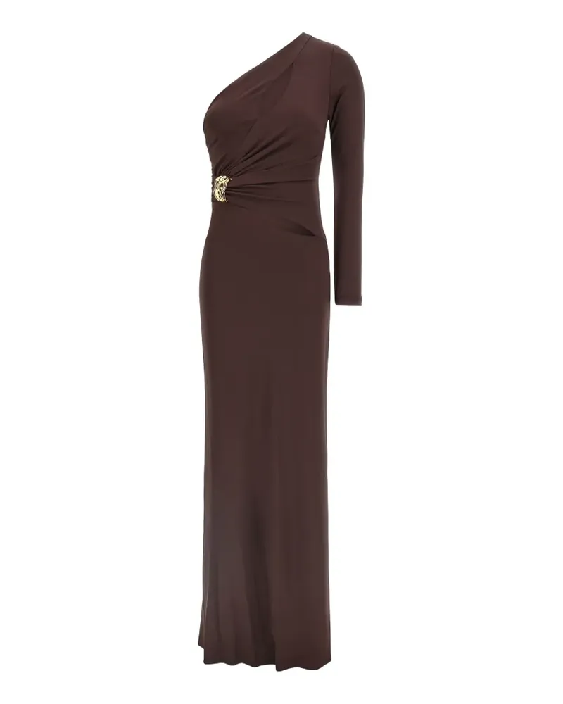 Elisabetta Franchi one-shoulder jewel long dress - Braun Braun