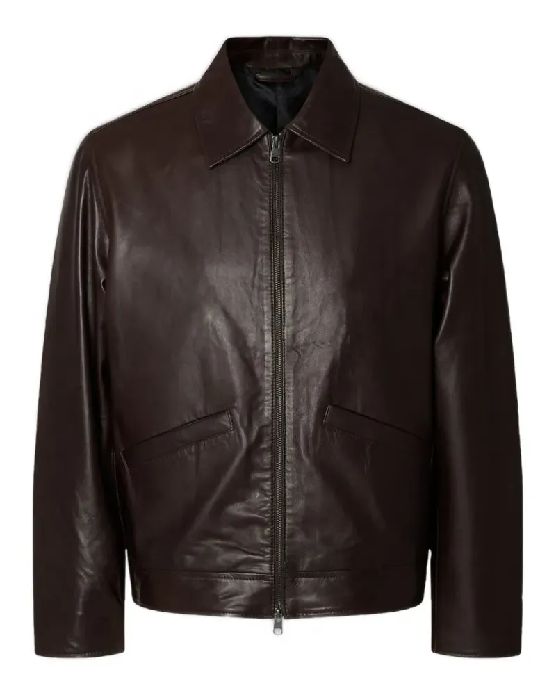 Selected Scott Lederjacke - Braun Braun