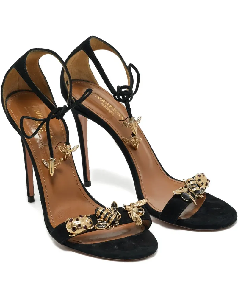 Aquazzura suede bee-embellished sandals - Schwarz Schwarz