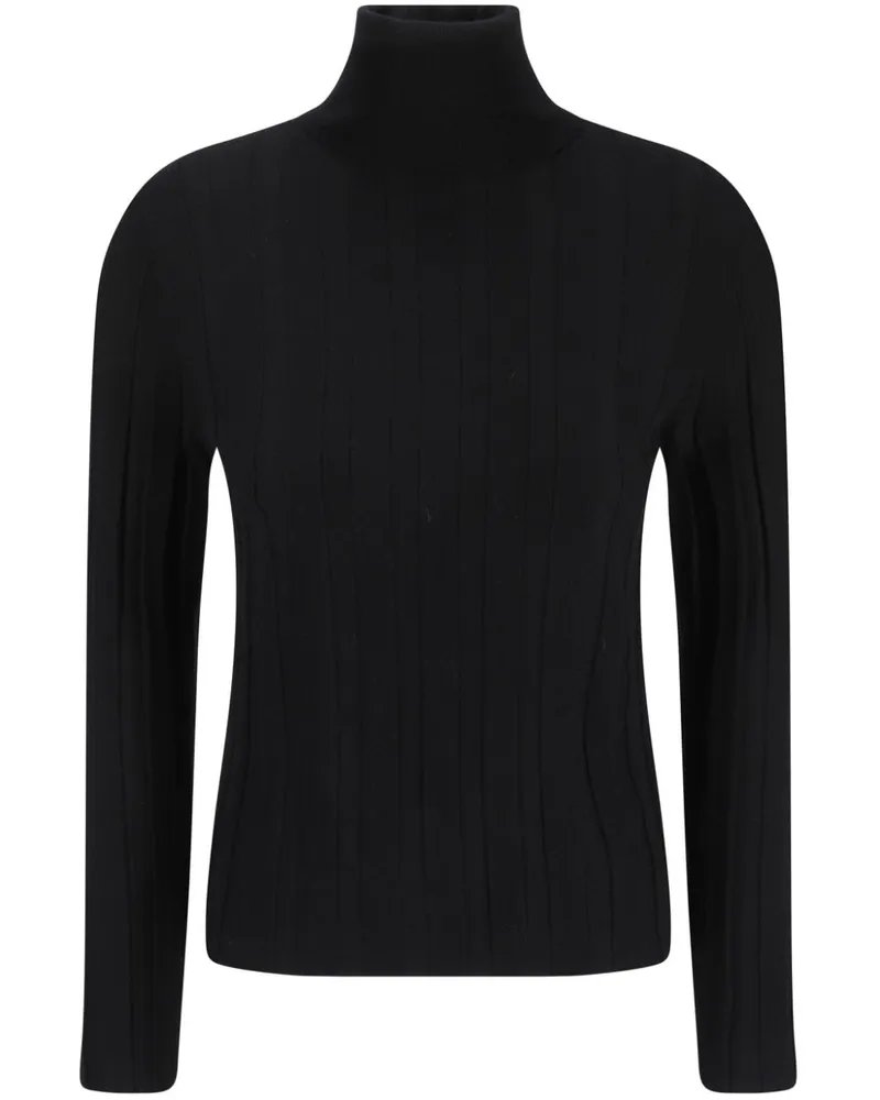 ALLUDE Gerippter Strickpullover - Schwarz Schwarz