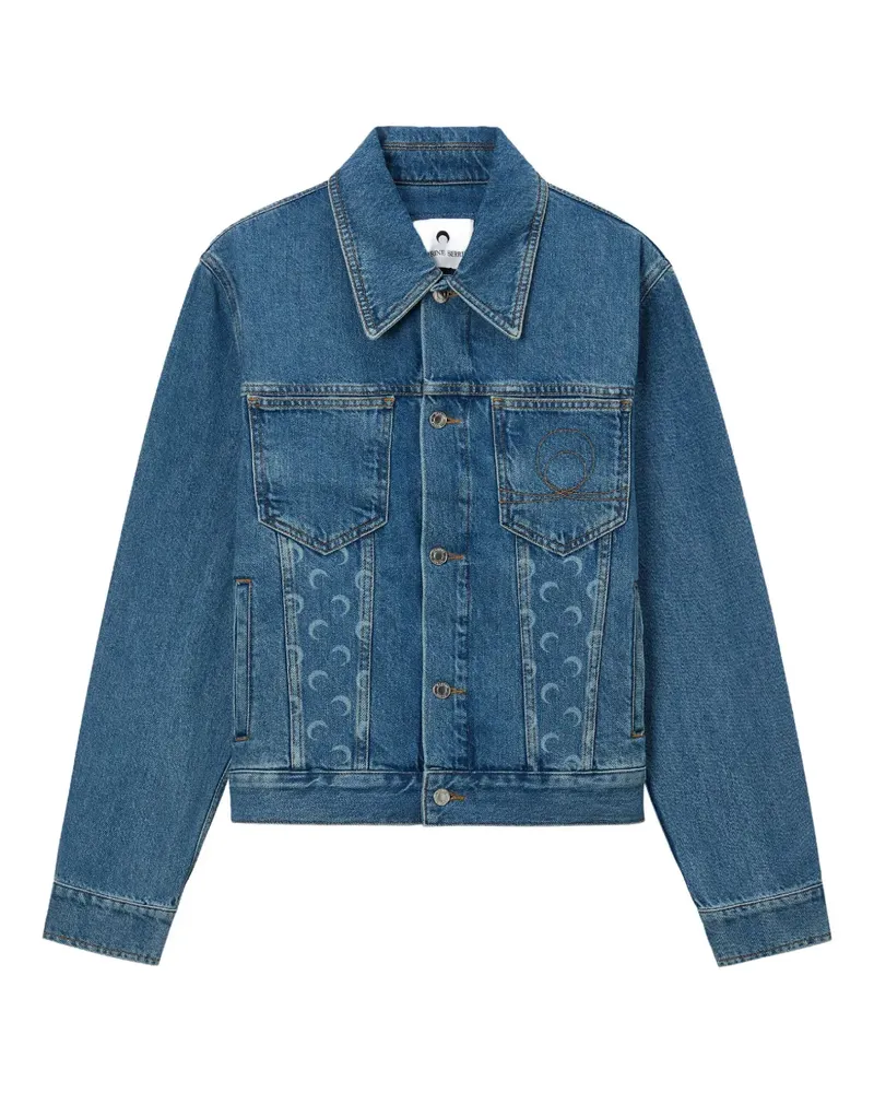 Marine Serre Jeansjacke mit Mond-Print - Blau Blau