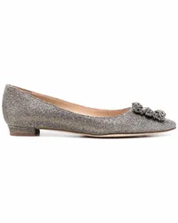 Manolo Blahnik Hangisi Ballerinas Silber