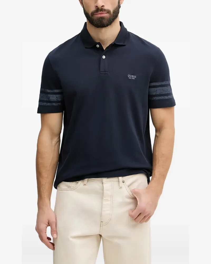 Guess stripe-detail polo shirt - Blau Blau