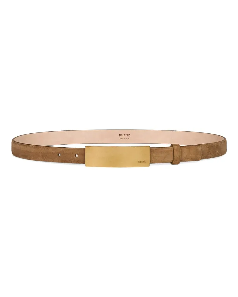 KHAITE Berlin sculptural-buckle leather belt - Braun Braun