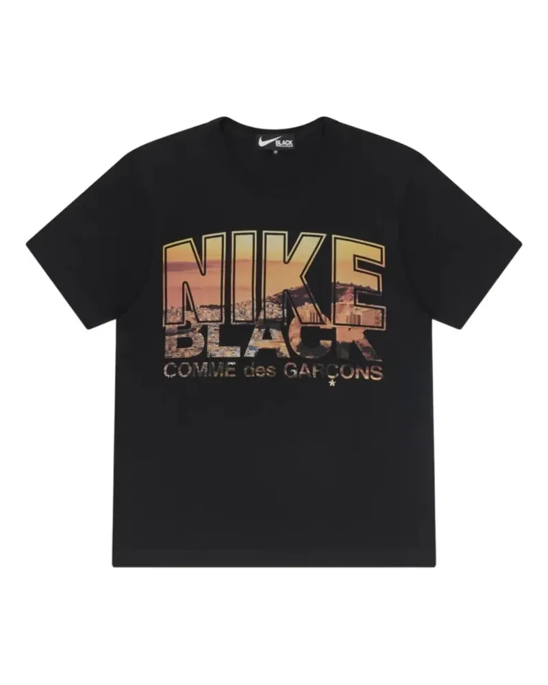 Comme des Garçons x Nike Black T-Shirt mit Rundhalsausschnitt und grafischem Print - Schwarz Schwarz