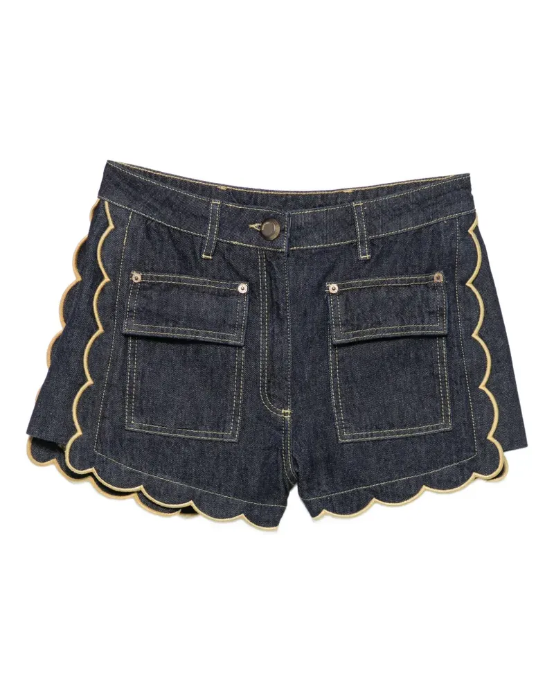 FARM Rio Bundfaltenshorts mit Wellensaum - Blau Blau