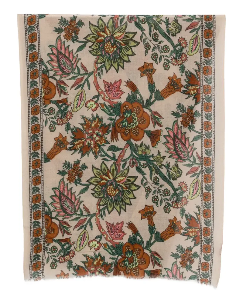 Claudio Cutuli floral-print frayed scarf - Nude Nude