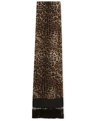 Dolce & Gabbana Seidenschal mit Leoparden-Print Braun