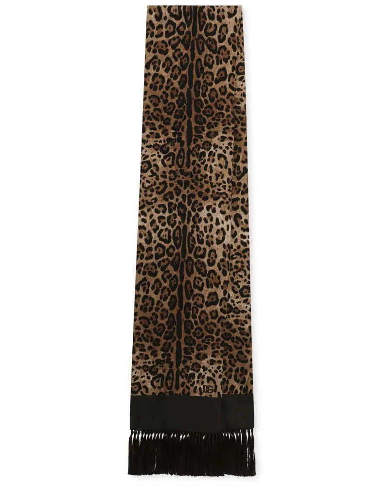 Dolce & Gabbana Seidenschal mit Leoparden-Print - Braun Braun