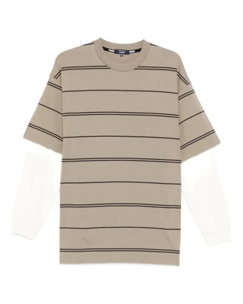 Comme des Garçons stripe-pattern layered T-shirt - Braun Braun