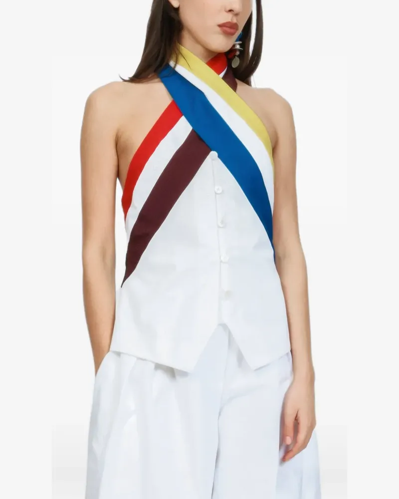 Rosie Assoulin twisted halterneck top - Weiß Weiß