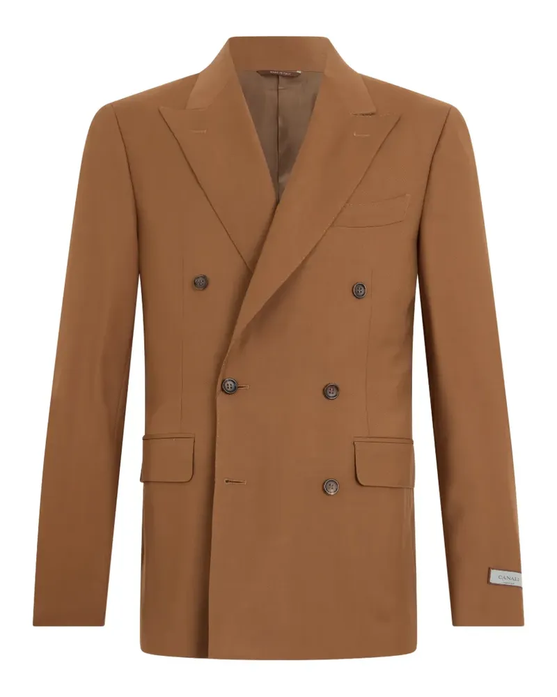 Canali double-breasted peak-lapel blazer - Braun Braun