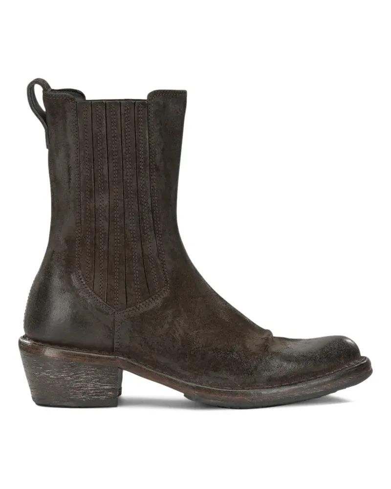 Moma Dallas 50mm distressed-effect panelled ankle boots - Braun Braun