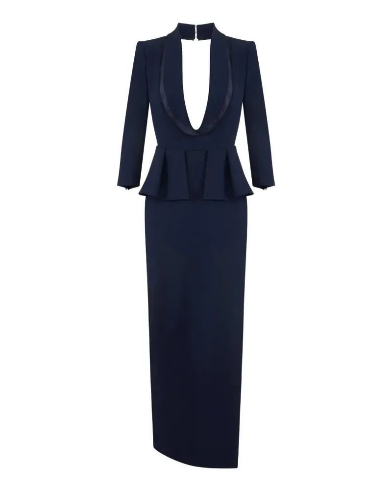 Elisabetta Franchi Kleid mit rotem Teppich aus leichtem Krepp und Satin - Blau Blau