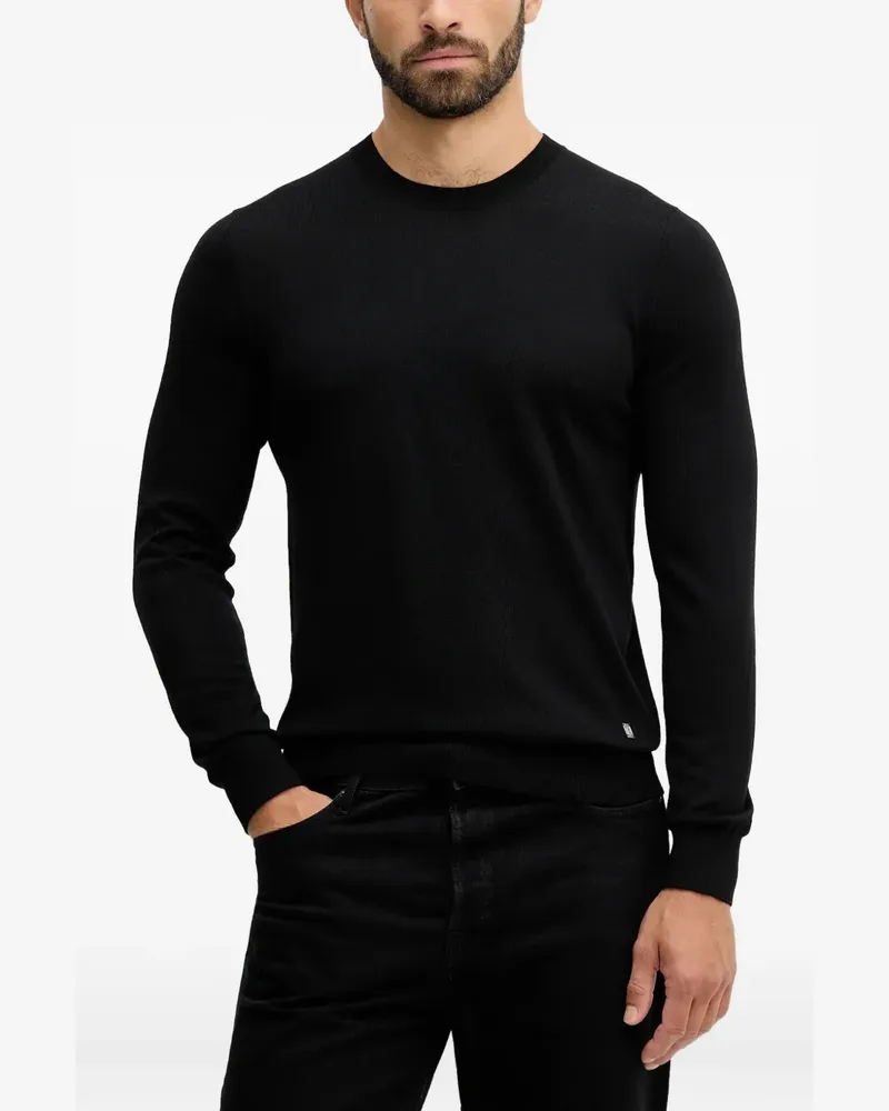 Liu Jo crew-neck logo-plaque sweater - Schwarz Schwarz