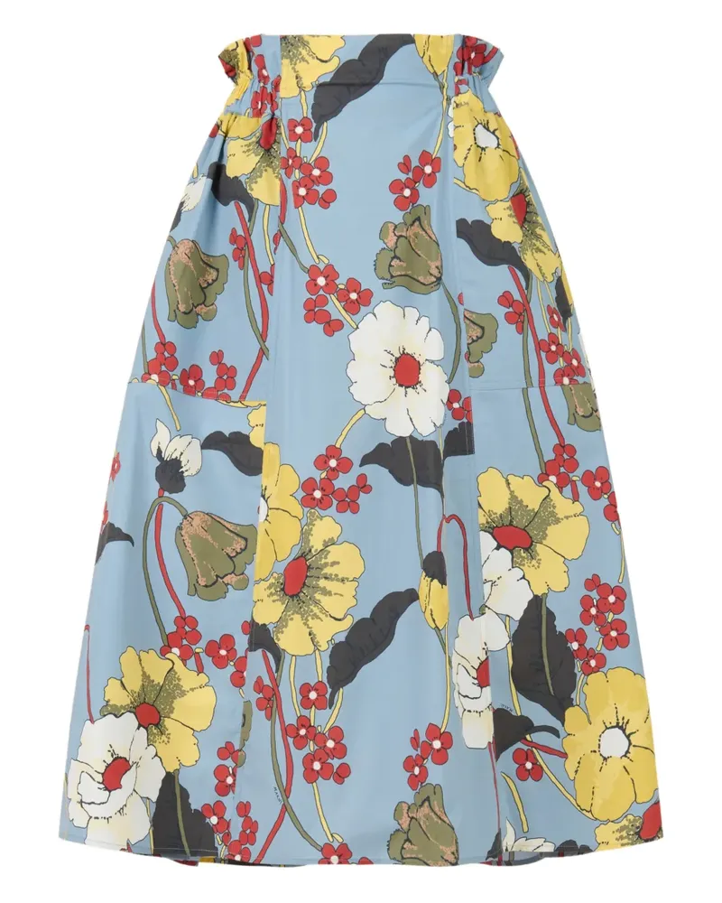 Marni Ausgestellter Midirock mit Blumenmuster - Blau Blau
