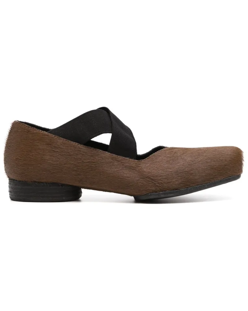 Uma Wang Ballerinas mit Pelz - Braun Braun