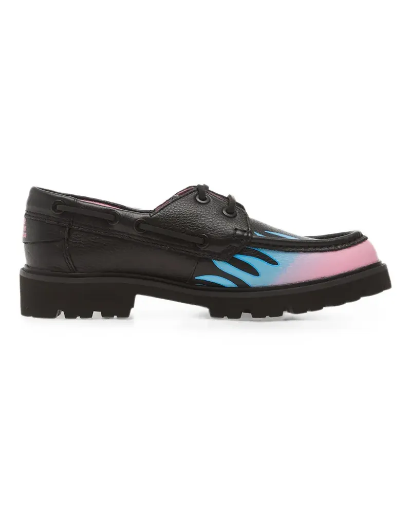 Clarks x Cleyhill Fire flame-print boat shoes - Schwarz Schwarz