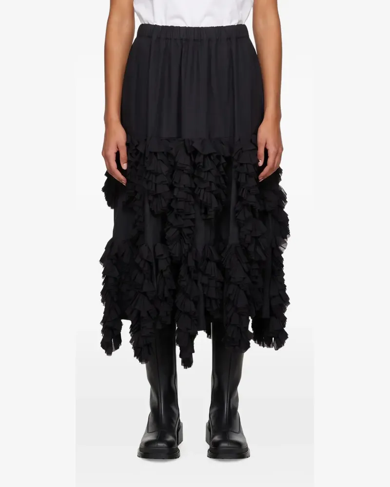 Comme des Garçons ruffled asymmetric midi skirt - Schwarz Schwarz