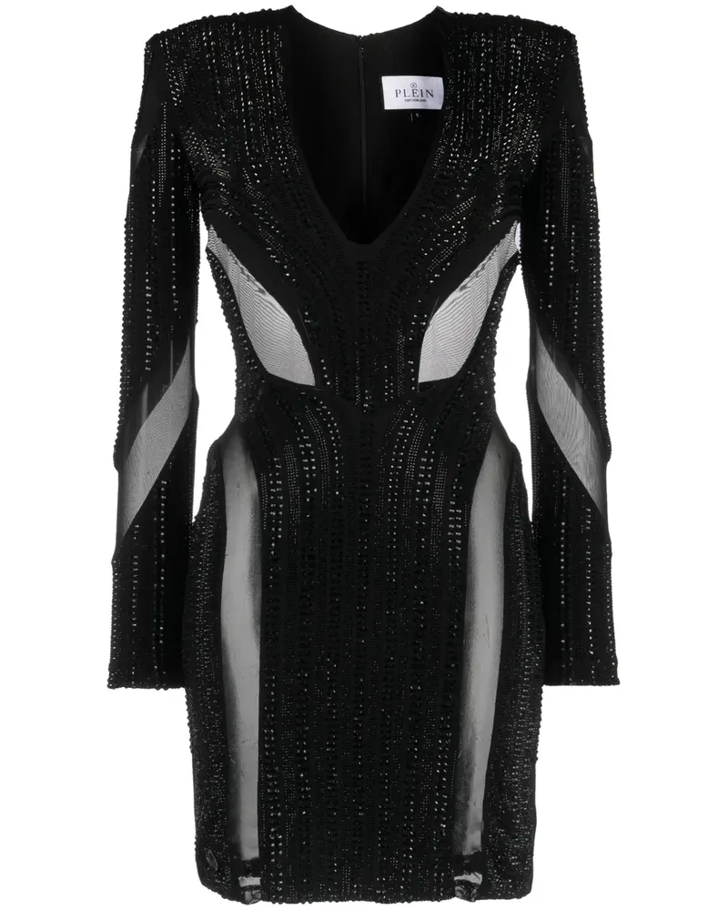 Philipp Plein Minikleid mit Kristallen - Schwarz Schwarz