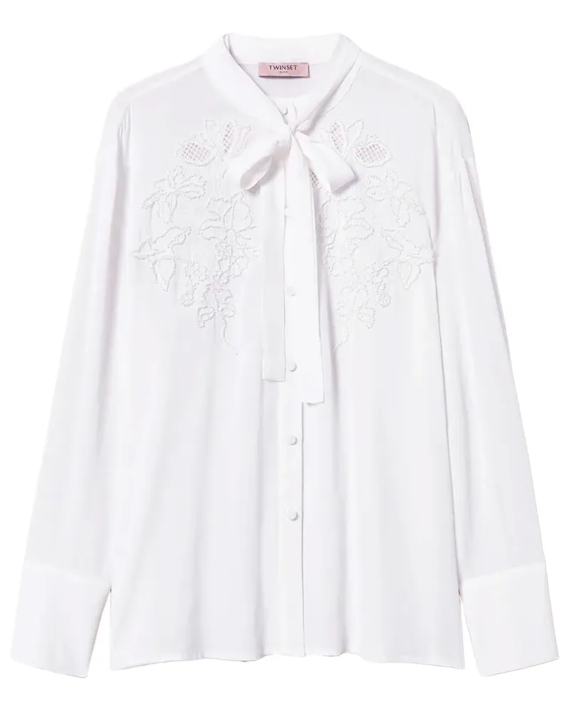 Twin-Set Bestickte Georgette-Bluse - Weiß Weiß