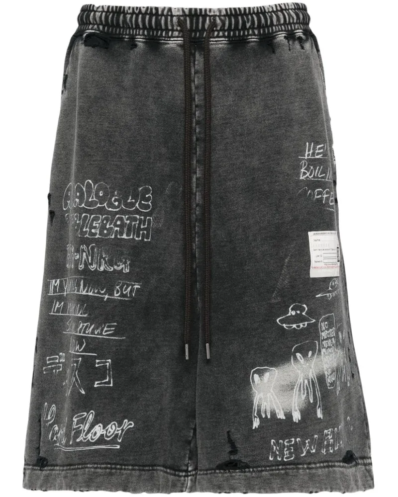 MIHARAYASUHIRO Shorts mit grafischem Print Grau