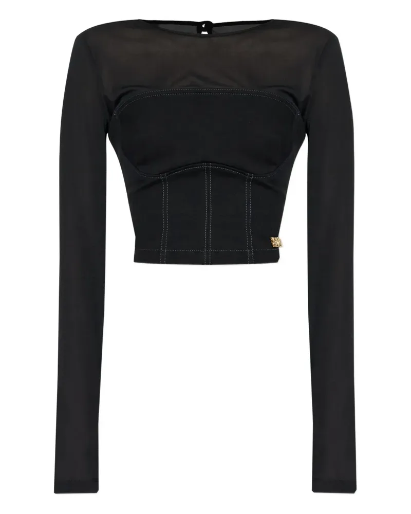 Versace Jeans Corsage mit Mesh-Einsatz - Schwarz Schwarz