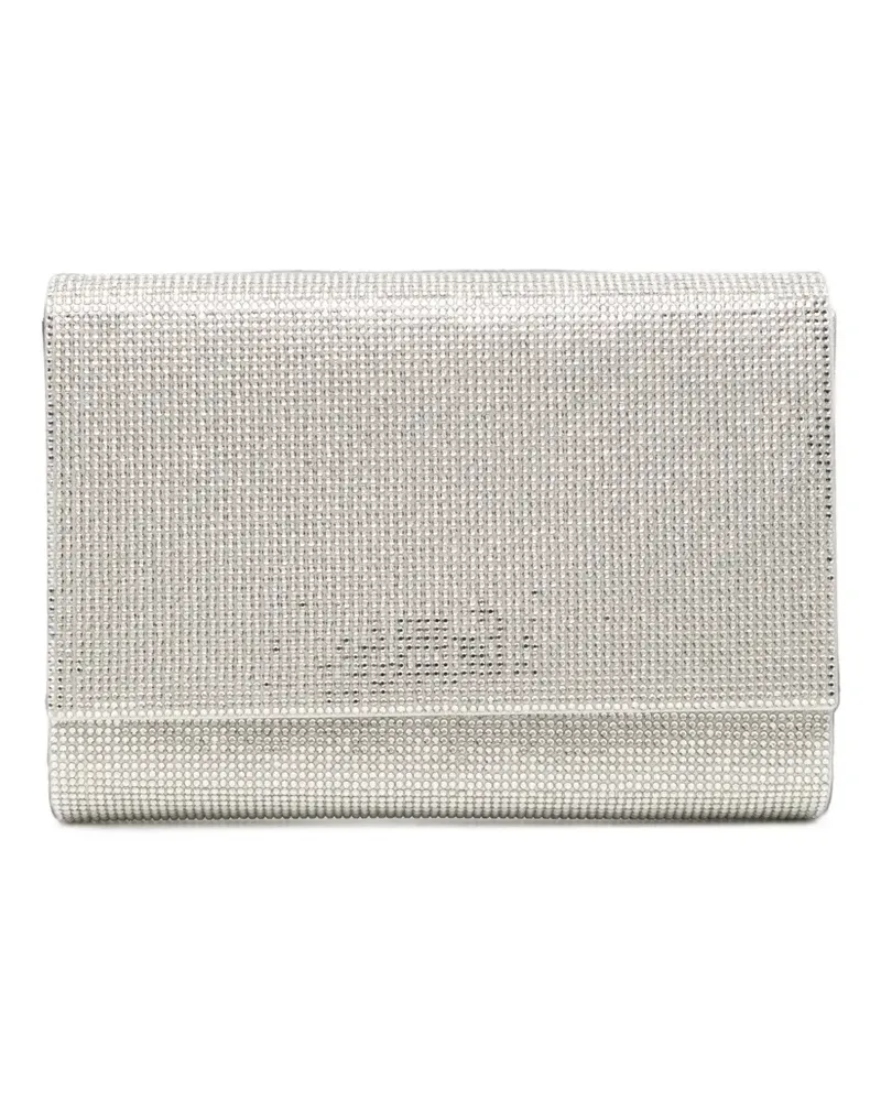 René Caovilla Kristallverzierte Clutch mit Kettenriemen - Silber Silber