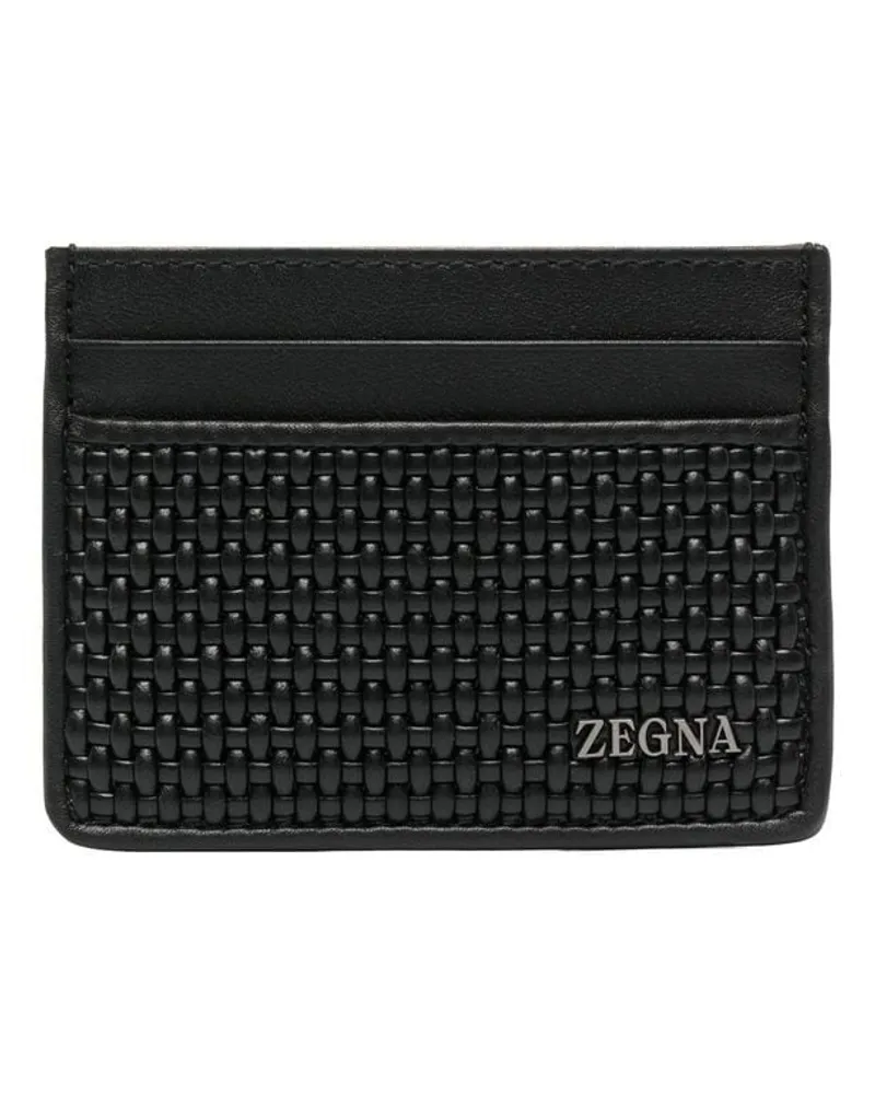 Ermenegildo Zegna Strukturiertes Kartenetui mit Logo - Schwarz Schwarz
