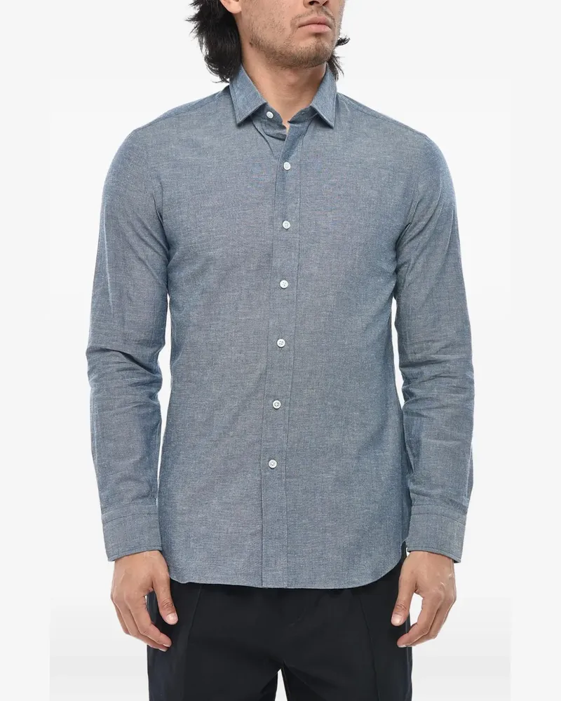 Salvatore Piccolo french-collar slim-fit shirt - Blau Blau