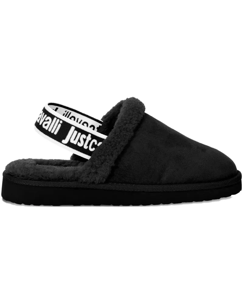 Just Cavalli Slipper mit Logo-Riemen - Schwarz Schwarz