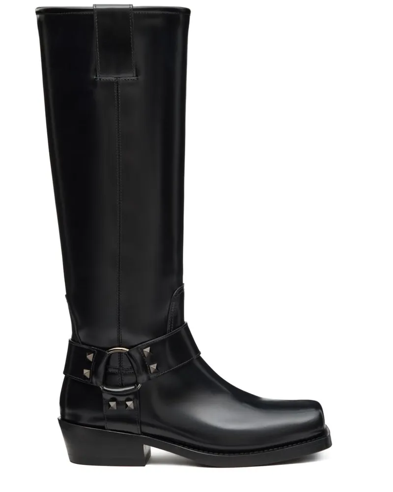 Valentino Garavani Rockstud Bikerstiefel 40mm - Schwarz Schwarz