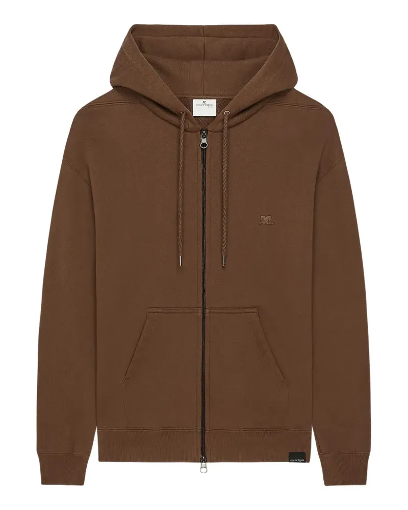 Courrèges Kapuzenjacke mit Logo-Stickerei - Braun Braun