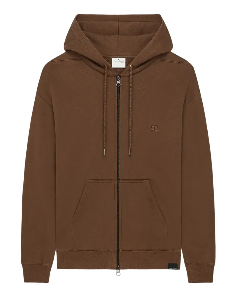 Courrèges Kapuzenjacke mit Logo-Stickerei - Braun Braun