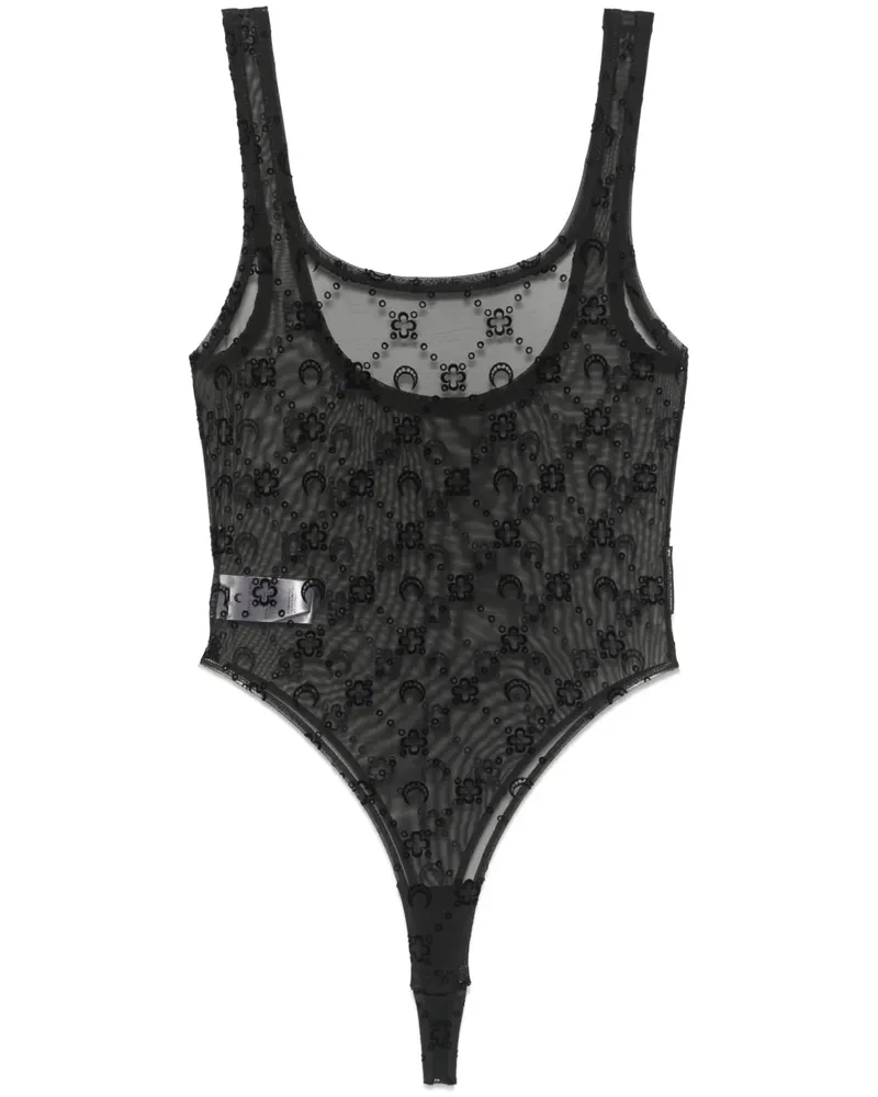 Marine Serre Mesh-Body mit beflocktem Monogramm - Schwarz Schwarz