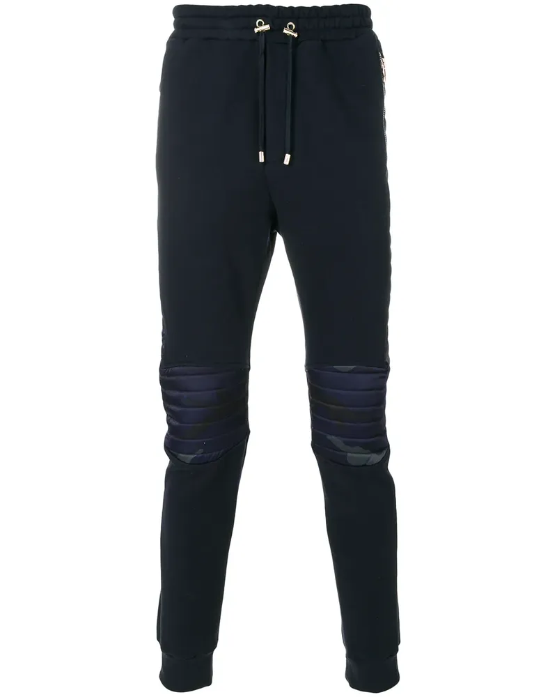 Balmain camouflage panel trackpants - Blau Blau