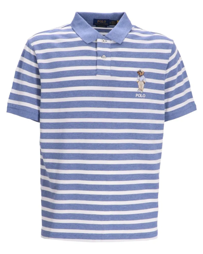 Ralph Lauren Gestreiftes Poloshirt mit Polo Bear - Blau Blau