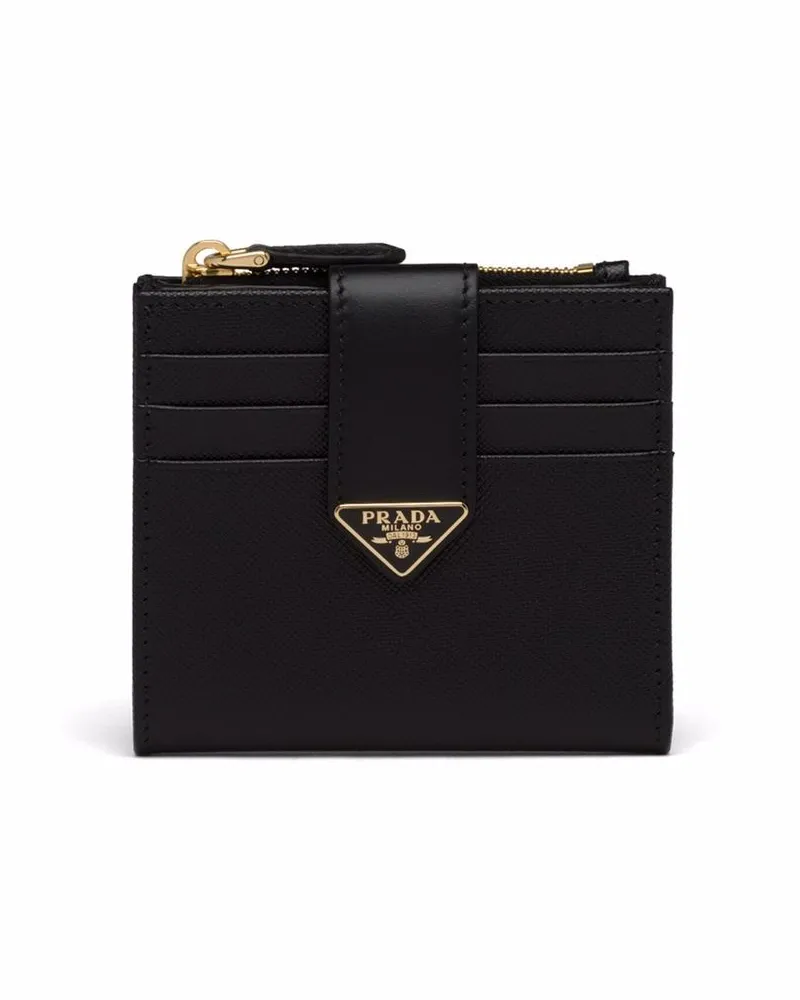 Prada Portemonnaie mit Logo-Schild - Schwarz Schwarz