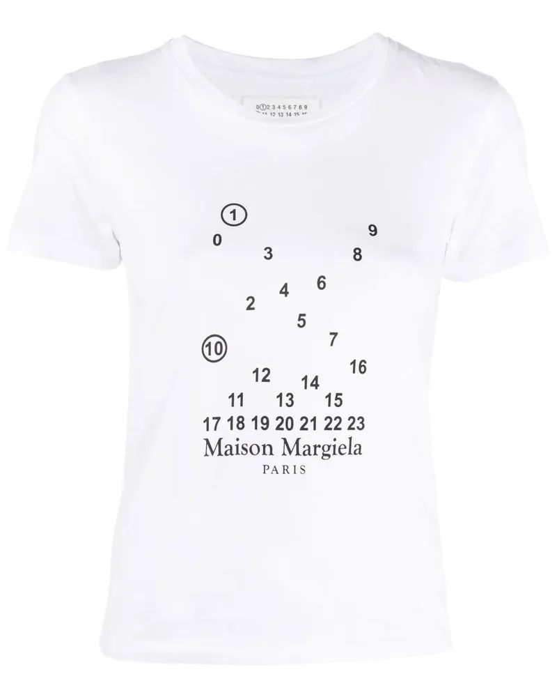Maison Margiela T-Shirt mit Nummern-Motiv - Weiß Weiß