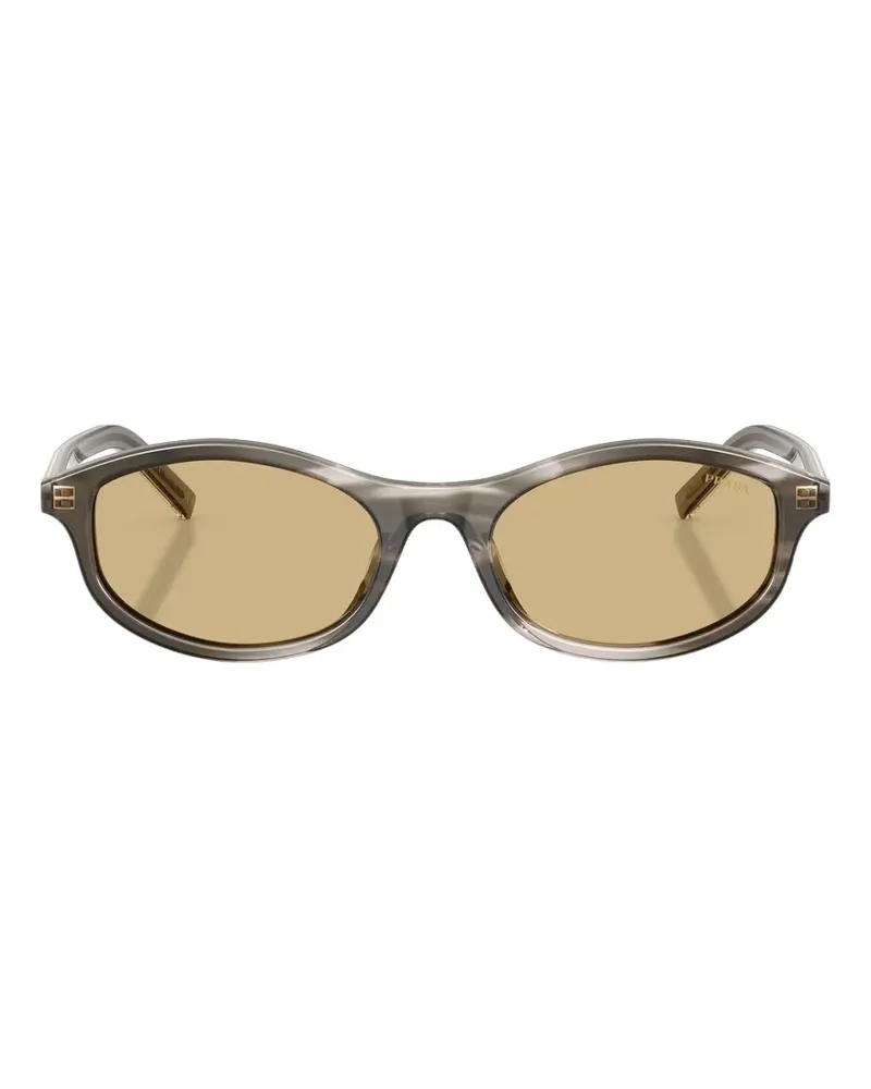Prada Gestreifte Sonnenbrille mit ovalem Gestell - Grau Grau