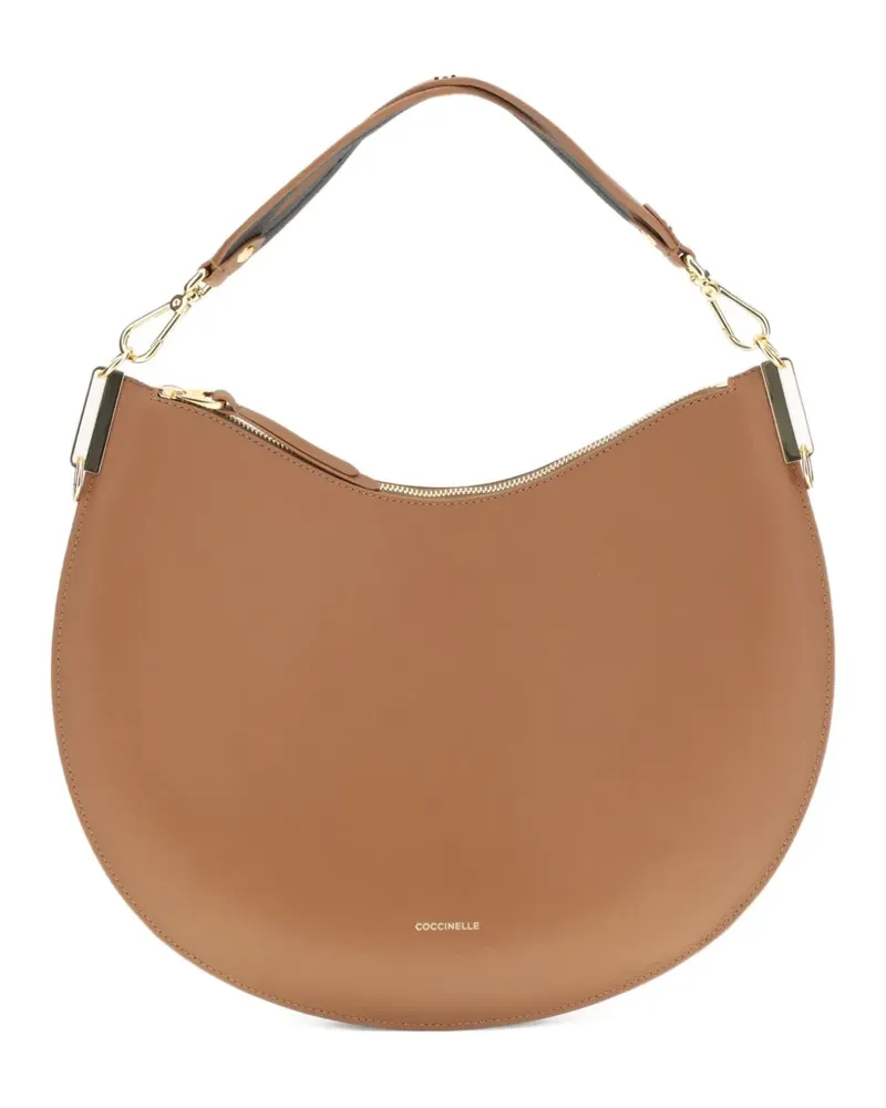 Coccinelle Große Sunup Half-Moon Schultertasche aus Kalbsleder - Braun Braun
