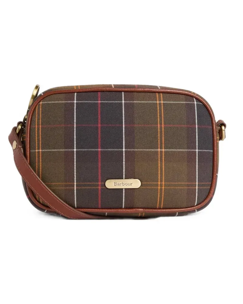 Barbour tartan-pattern leather-trim shoulder bag - Braun Braun