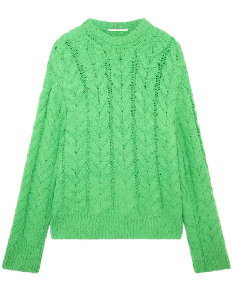 Stella McCartney Gerippter Pullover mit Zopfmuster - Grün Grün